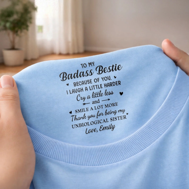 Custom Inside Neck Print T-Shirt - Personalized Best Friend Birthday Gifts For Women, Besties, Sisters, BFF  - Soul Sister, No DNA Needed