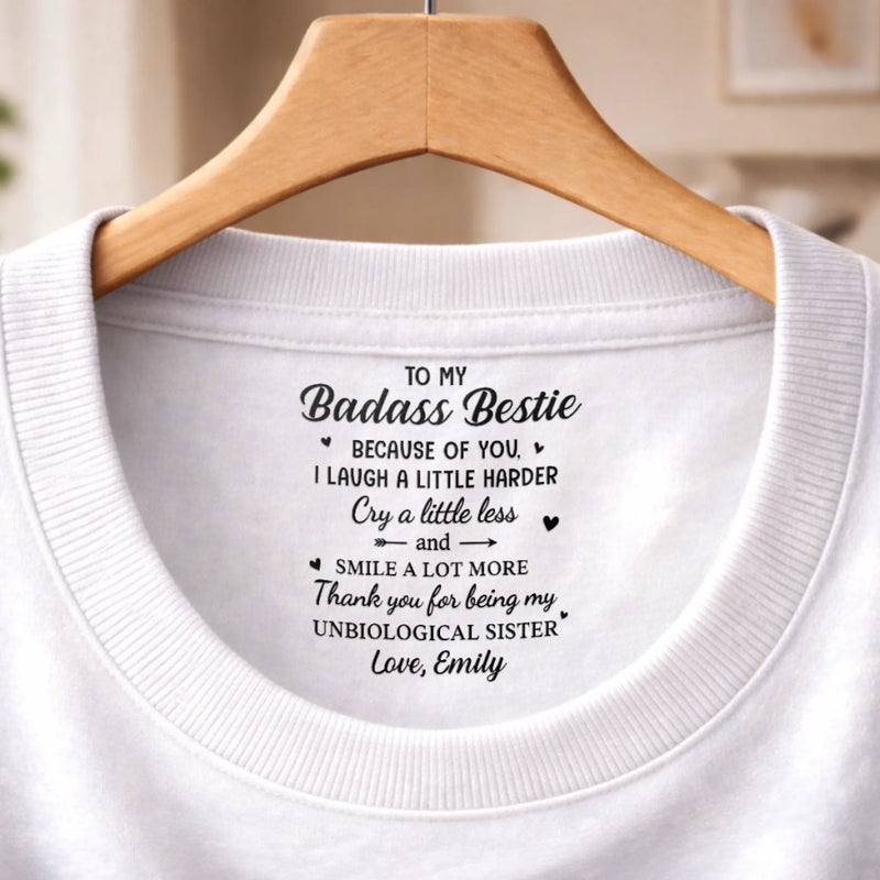 Custom Inside Neck Print T-Shirt - Personalized Best Friend Birthday Gifts For Women, Besties, Sisters, BFF  - Soul Sister, No DNA Needed