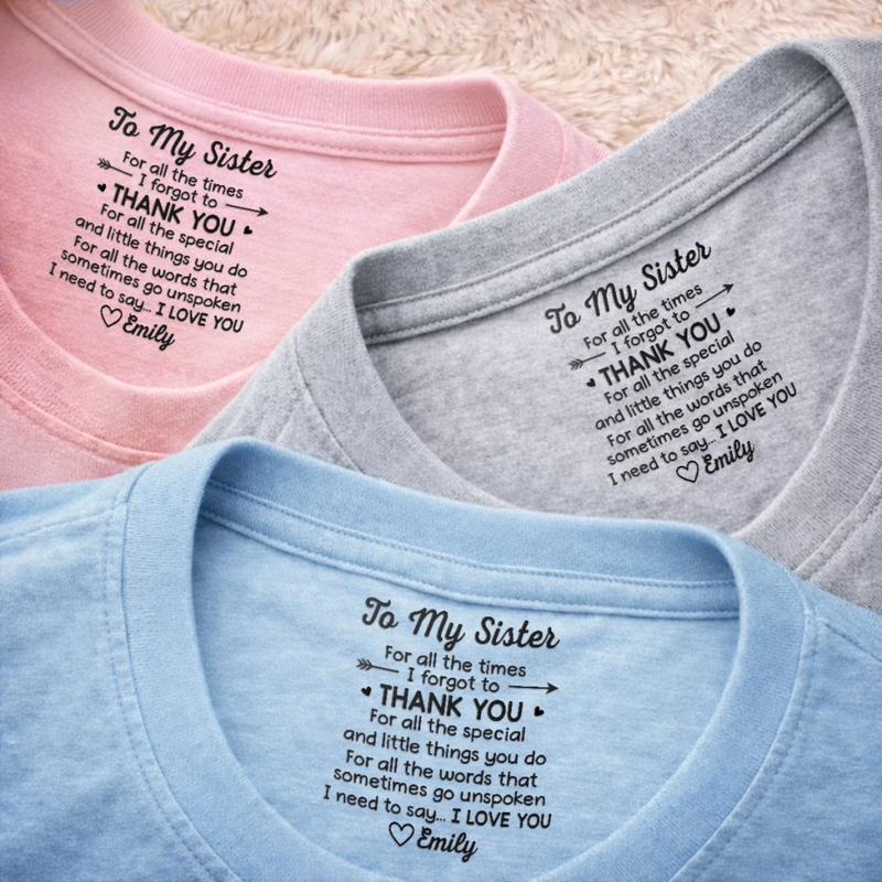 Custom Inside Neck Print T-Shirt - Personalized Best Friend Birthday Gifts For Women, Besties, Sisters, BFF  - The Best Sister, Period
