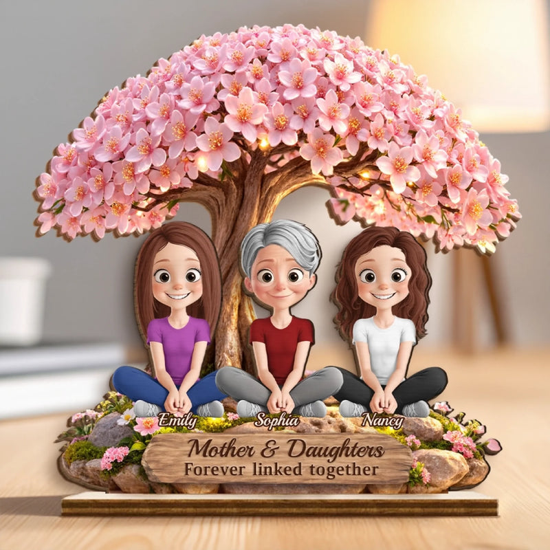 Custom 2-Layered Wooden Plaque - Personalized Mother's Day Birthday Gifts For Mom, Daughter - A Bond That Blooms Forever