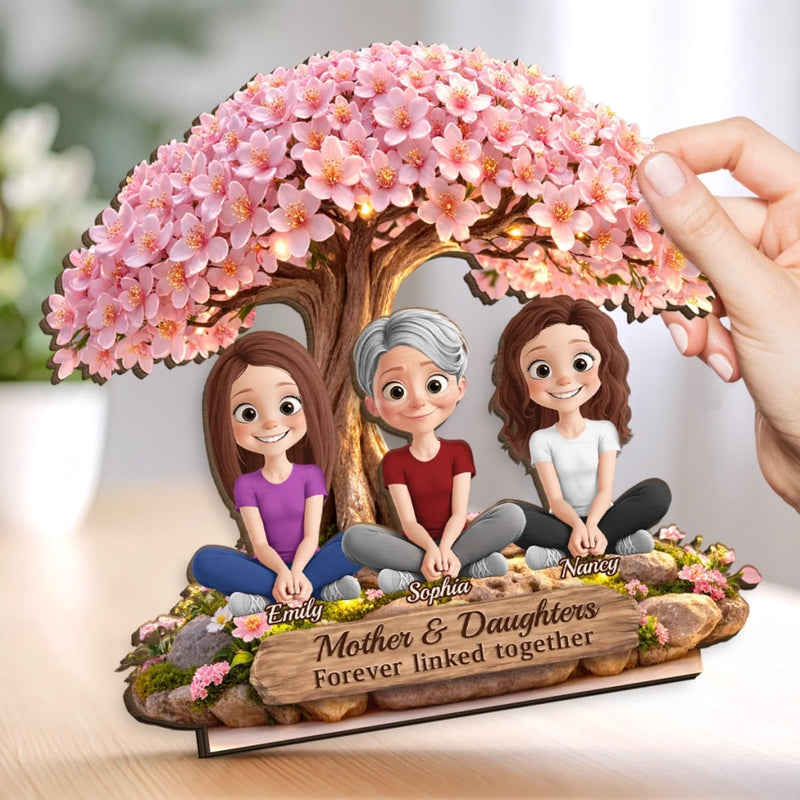 Custom 2-Layered Wooden Plaque - Personalized Mother's Day Birthday Gifts For Mom, Daughter - A Bond That Blooms Forever