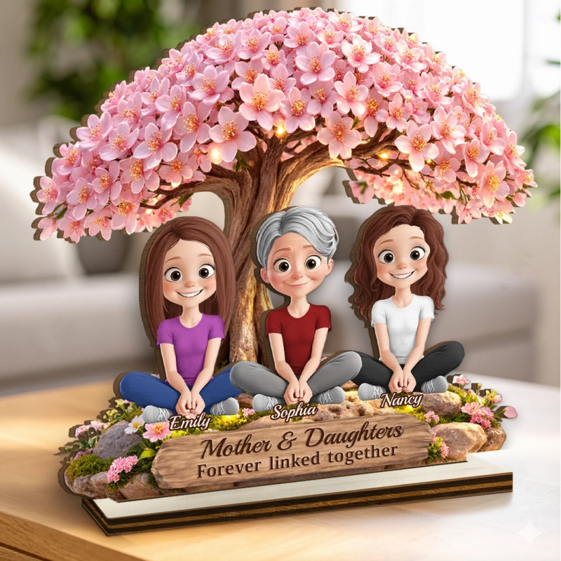 Custom 2-Layered Wooden Plaque - Personalized Mother's Day Birthday Gifts For Mom, Daughter - A Bond That Blooms Forever