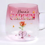 Custom Gradient Glass Mug - Personalized Birthday Gifts For Mom, Grandma - Forever In Bloom, Grandma