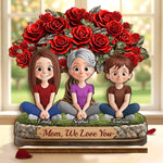 Custom 2-Layered Wooden Plaque - Personalized Mother's Day Birthday Gifts For Mom - Roses For Our Queen