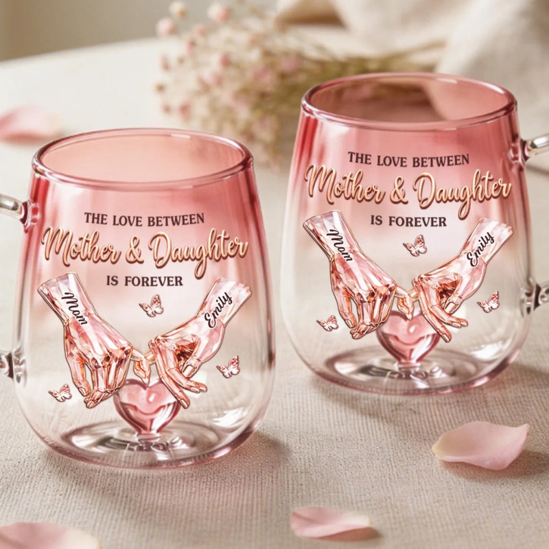 Custom Gradient Glass Mug - Personalized Mother's Day Birthday Gifts For Mom, Daughter - Pinky Promise For Life