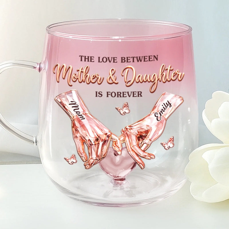 Custom Gradient Glass Mug - Personalized Mother's Day Birthday Gifts For Mom, Daughter - Pinky Promise For Life