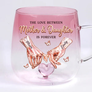 Custom Gradient Glass Mug - Personalized Mother's Day Birthday Gifts For Mom, Daughter - Pinky Promise For Life