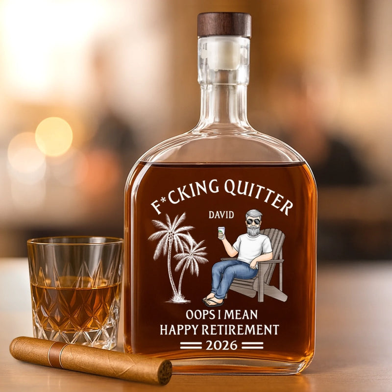 Custom Liquor Decanter - Personalized Retirement Gifts For Women, Men - Officially Done