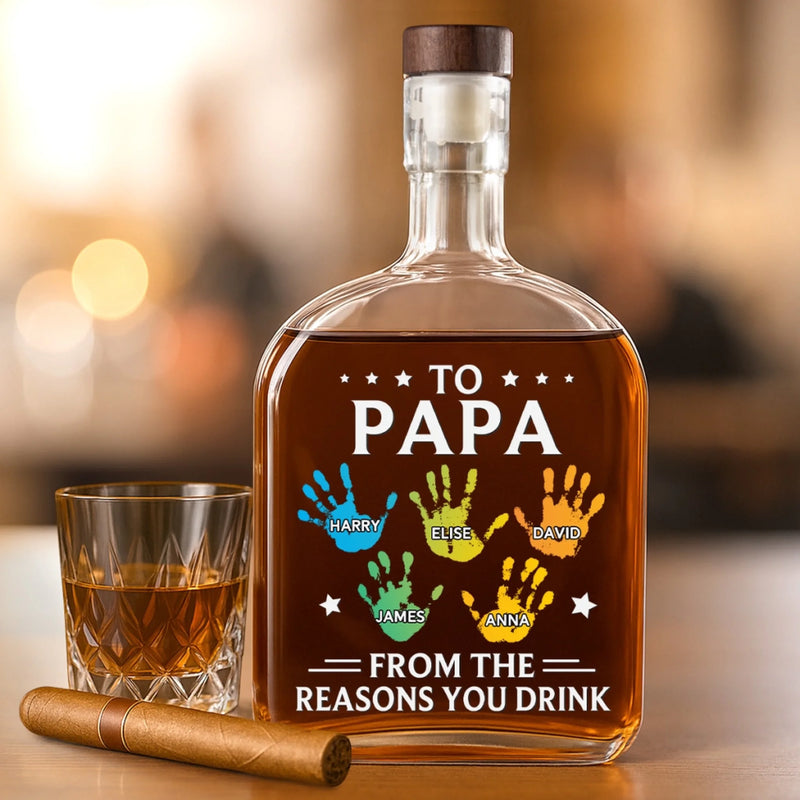 Custom Liquor Decanter - Personalized Father's Day Birthday Gifts For Dad, Grandpa - To My First And Forever Hero