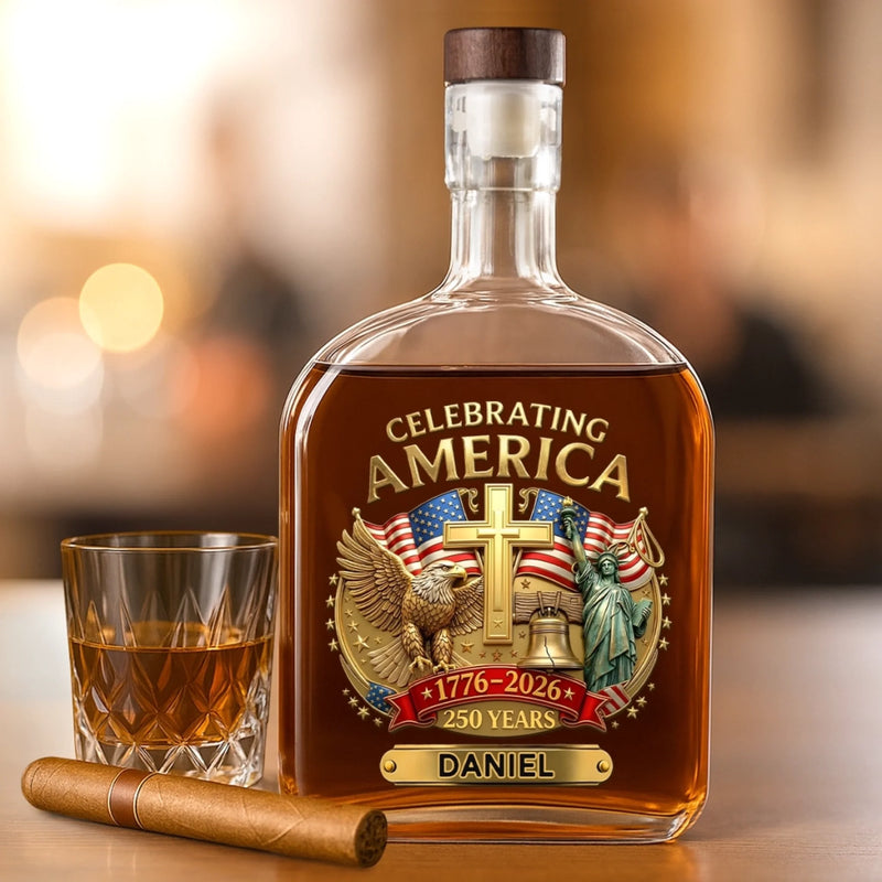 Custom Liquor Decanter - America 250th Anniversary Gifts For Women, Men - United We Rise Together