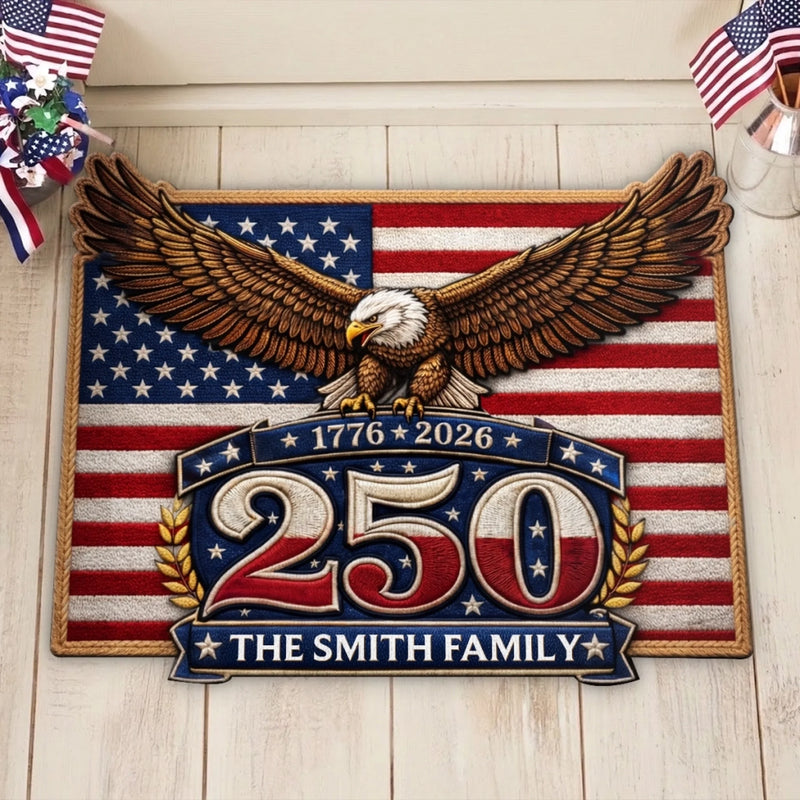 Custom Shaped Doormat - Personalized America 250th Anniversary Gifts For Mom, Dad, Brother, Sister, Kids - Freedom Lives In Every Heart