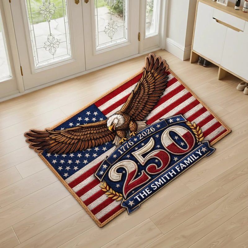 Custom Shaped Doormat - Personalized America 250th Anniversary Gifts For Mom, Dad, Brother, Sister, Kids - Freedom Lives In Every Heart