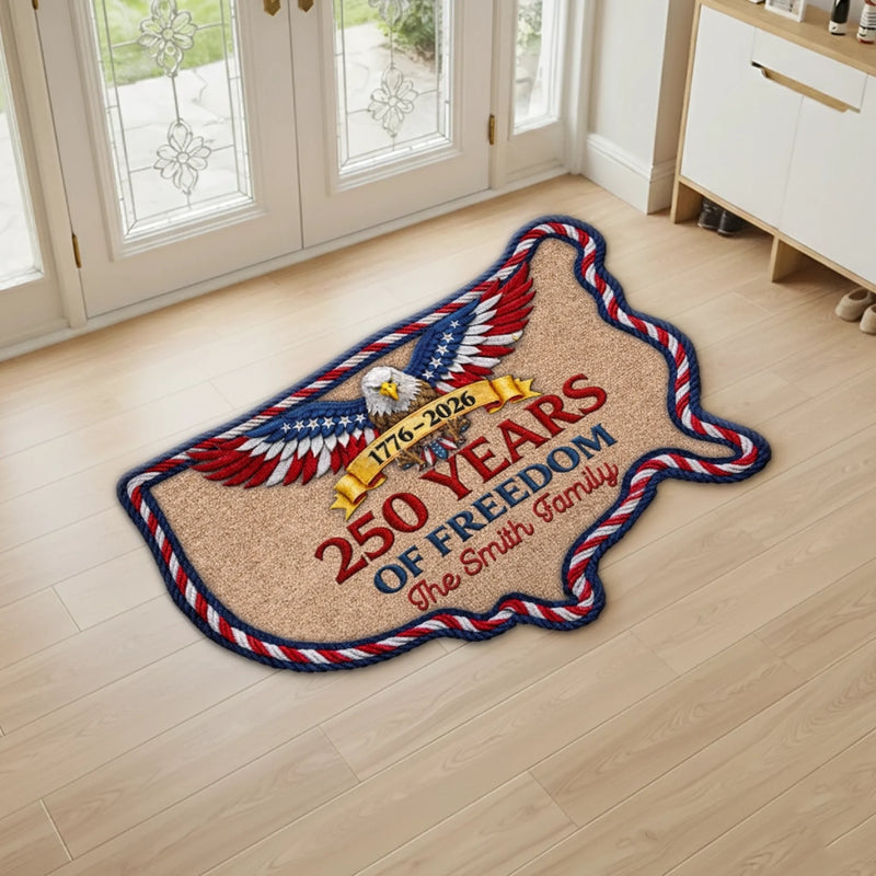 Custom Shaped Doormat - Personalized America 250th Anniversary Gifts For Mom, Dad, Brother, Sister, Kids - Courage Shaped Our Legacy