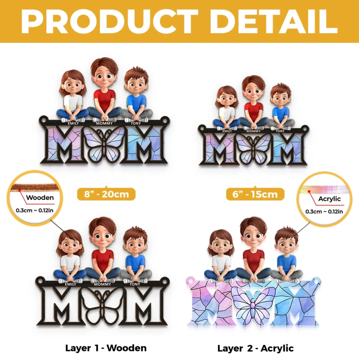 Custom Window Hanging Suncatcher Ornament - Personalized Mother's Day Birthday Gifts For Mom, Grandma - We Love You To Pieces