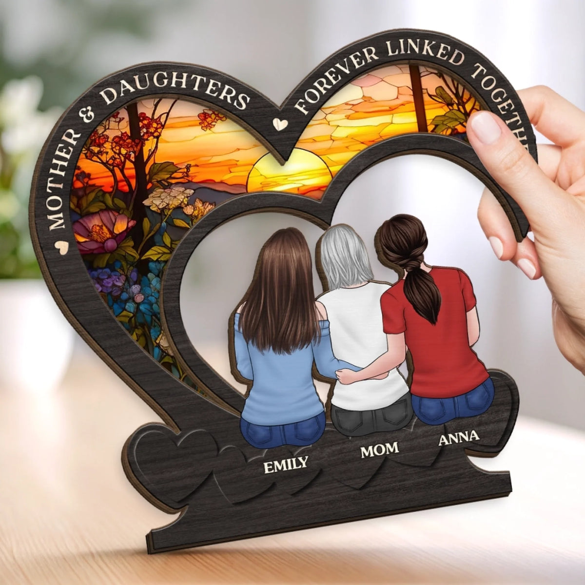 Custom 2-Layered Wooden Plaque - Personalized Mother's Day Birthday Gifts For Mom, Daughter - Our Love, Framed In Forever