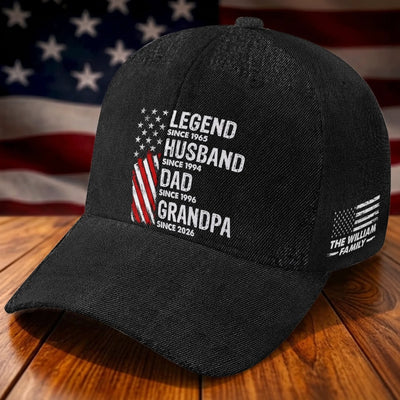 Custom Hat, All Over Print Classic Cap - Personalized Father's Day Birthday Gifts For Dad, Grandpa - Dad And Grandpa Our Heroes