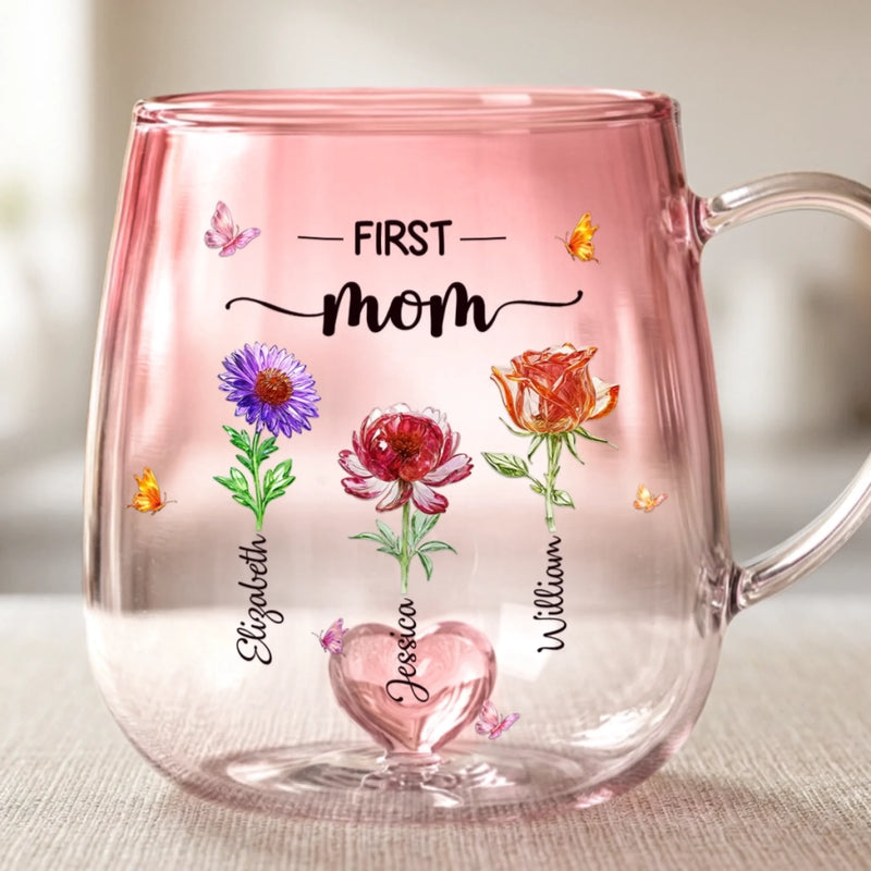 Custom Gradient Glass Mug - Personalized Birthday Gifts For Mom, Grandma - Always Mom, Now A Proud Grandma
