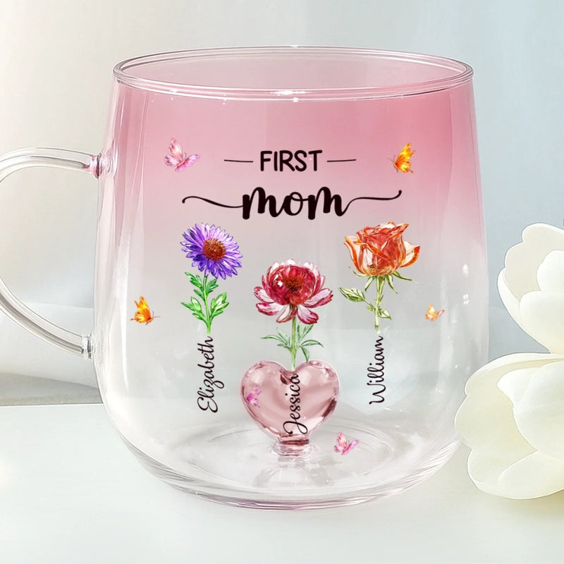 Custom Gradient Glass Mug - Personalized Birthday Gifts For Mom, Grandma - Always Mom, Now A Proud Grandma