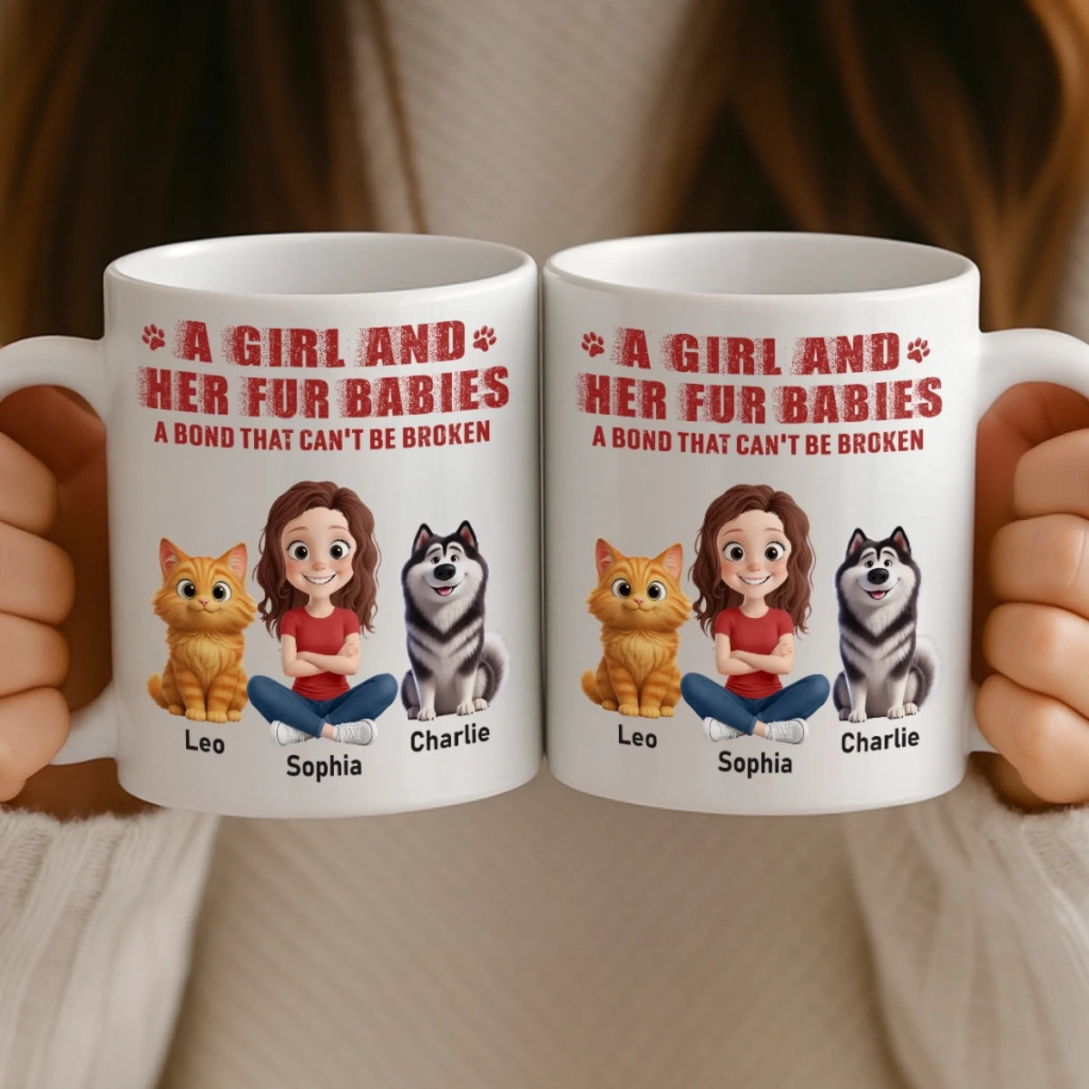 Custom Mug - Personalized Birthday Gifts For Dog Cat Lovers, Dog Dad And Mom, Cat Owners - Rescued By My Pets