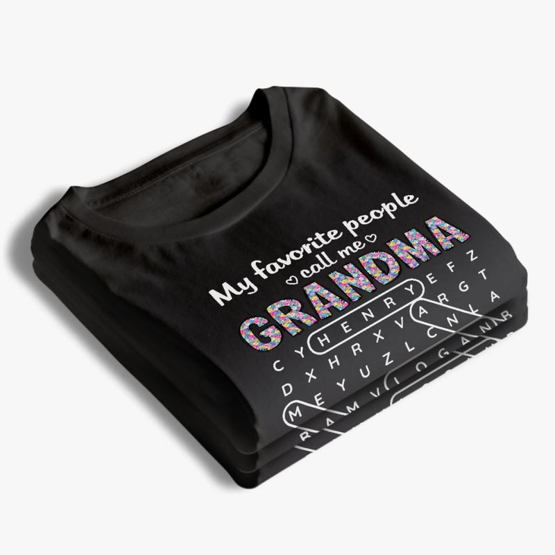 Custom Word Search Puzzle T-shirt, Premium T-shirt, Hoodie - Personalized Mother's Day Birthday Gifts For Mom, Grandma - My Favorite People Made Me Grandma