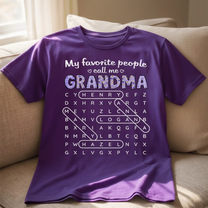 Custom Word Search Puzzle T-shirt, Premium T-shirt, Hoodie - Personalized Mother's Day Birthday Gifts For Mom, Grandma - Puzzle Queen, Grandkid Edition