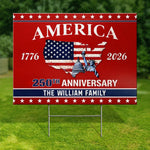 Custom Yard Sign - Personalized America 250th Anniversary Gifts For Mom, Dad, Brother, Sister, Kids - United In Freedom