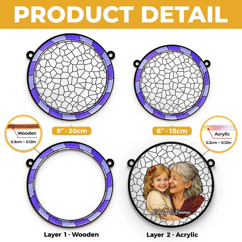 Custom Photo Window Hanging Suncatcher Ornament - Personalized Mother's Day Birthday Gifts For Mom, Grandma - My Sunshine, My Safe Place