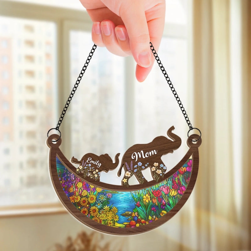 Custom Window Hanging Suncatcher Ornament - Personalized Mother's Day Birthday Gifts For Mom, Grandma - A Little One, A Big Love
