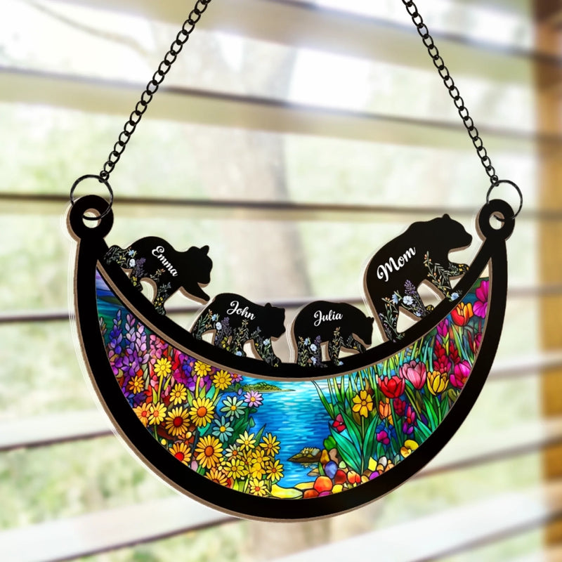 Custom Window Hanging Suncatcher Ornament - Personalized Mother's Day Birthday Gifts For Mom, Grandma - Our Little World Is Full Of Love