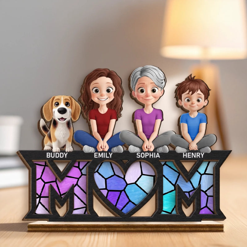 Custom 2-Layered Wooden Plaque - Personalized Mother's Day Birthday Gifts For Mom, Grandma - Blessed With You