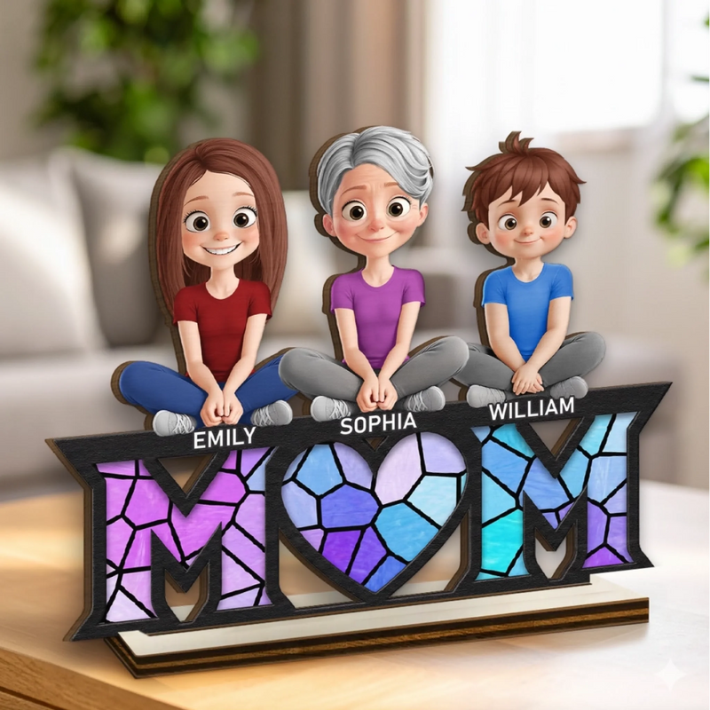 Custom 2-Layered Wooden Plaque - Personalized Mother's Day Birthday Gifts For Mom, Grandma - Blessed With You