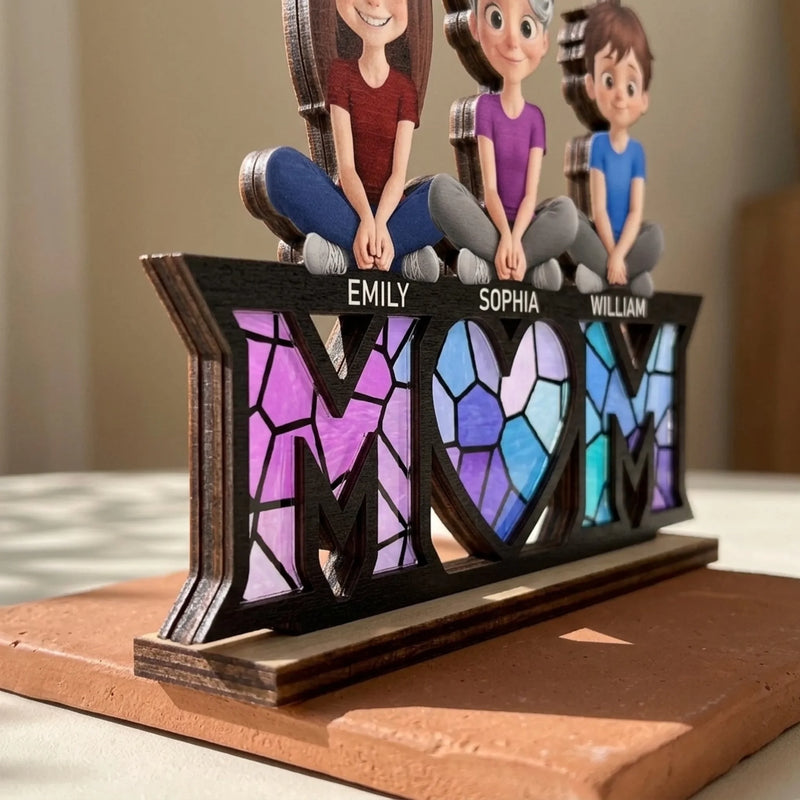 Custom 2-Layered Wooden Plaque - Personalized Mother's Day Birthday Gifts For Mom, Grandma - Blessed With You