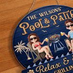 Custom Name Pool Patio Decor - Personalized Wood Sign