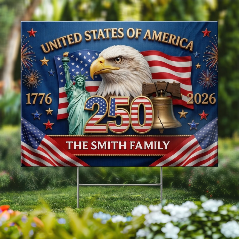 Custom Yard Sign - Personalized America 250th Anniversary Gifts For Mom, Dad, Brother, Sister, Kids - Stars, Stripes, And Freedom