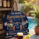 Custom Name Pool Patio Decor - Personalized Wood Sign