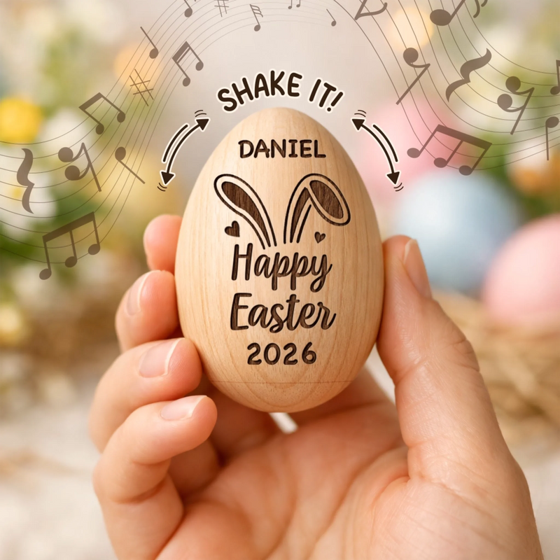 Custom Wooden Egg Shaker - Personalized Easter, Baby Shower, Gender Reveal Gifts For New Moms, New Dads, New Parents - Welcome To The World