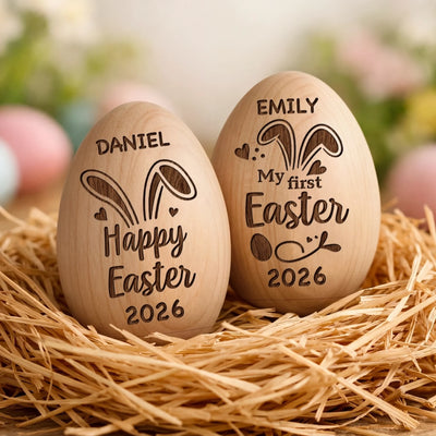 Custom Wooden Egg Shaker - Personalized Easter, Baby Shower, Gender Reveal Gifts For New Moms, New Dads, New Parents - Welcome To The World