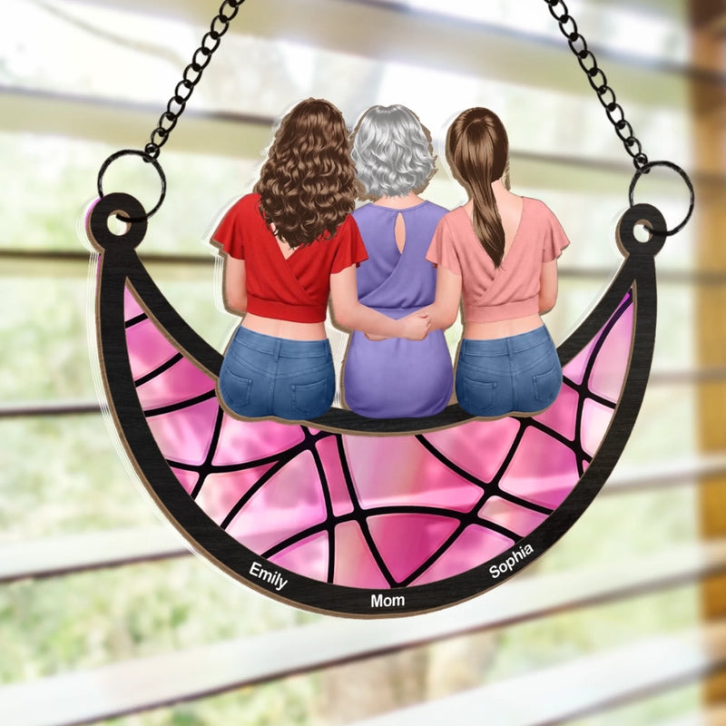 Custom Window Hanging Suncatcher Ornament - Personalized Mother's Day Birthday Gifts For Mom, Daughter, Son - Mom And Us, Forever Linked