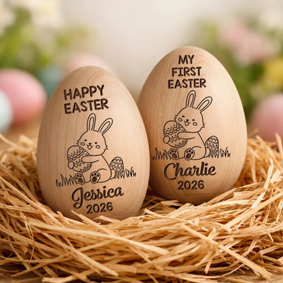 Custom Wooden Egg Shaker - Personalized Easter, Baby Shower, Gender Reveal Gifts For New Moms, New Dads, New Parents - Our Little Miracle Arrived
