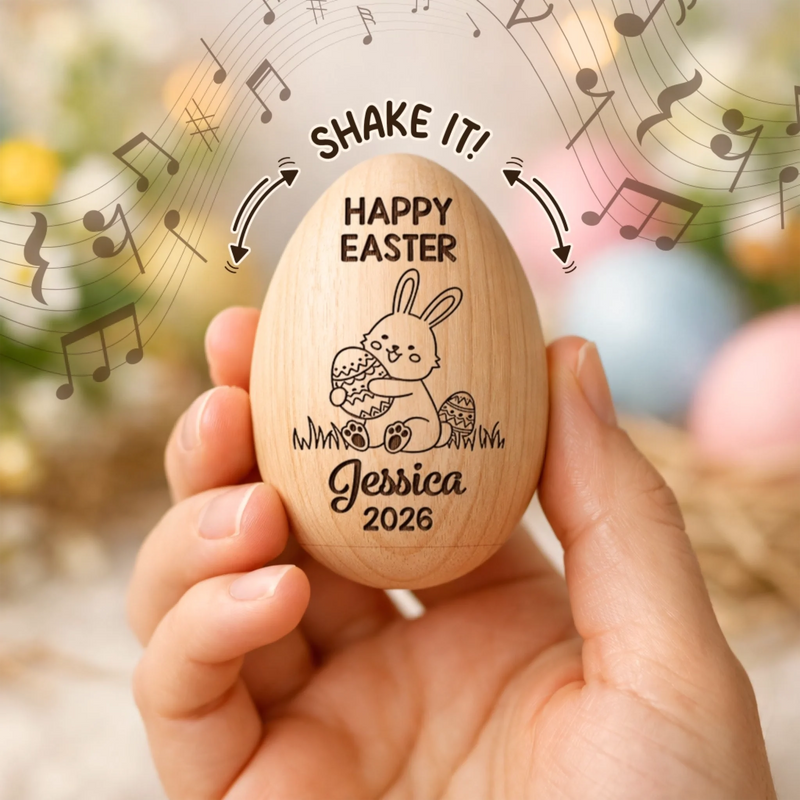 Custom Wooden Egg Shaker - Personalized Easter, Baby Shower, Gender Reveal Gifts For New Moms, New Dads, New Parents - Our Little Miracle Arrived