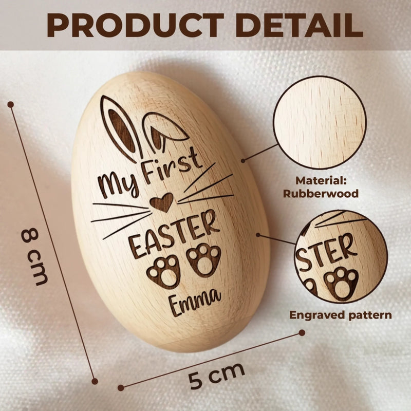 Custom Wooden Egg Shaker - Personalized Easter, Baby Shower, Gender Reveal Gifts For New Moms, New Dads, New Parents - Tiny Hands Big Love