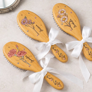Custom Birth Month Flower Hair Brush - Personalized Thank You Graduation Birthday Gifts For Her, Friends, Sisters, Daughters, Mother, Bridesmaid - Bloom In Your Own Way