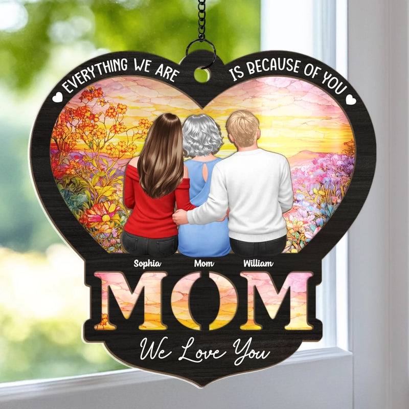 Custom Window Hanging Suncatcher Ornament - Personalized Mother's Day Birthday Gifts For Mom, Grandma - Forever Grateful For Mom