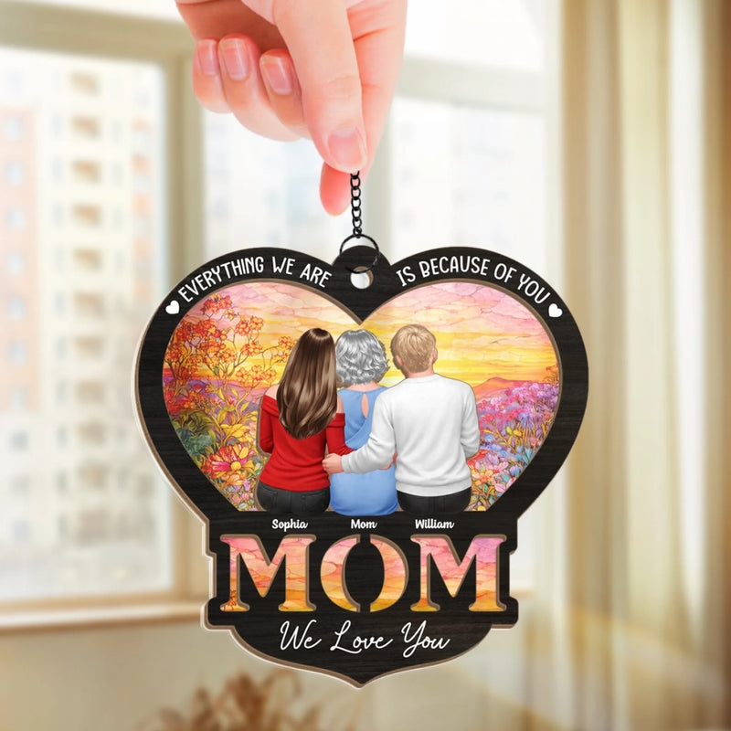 Custom Window Hanging Suncatcher Ornament - Personalized Mother's Day Birthday Gifts For Mom, Grandma - Forever Grateful For Mom