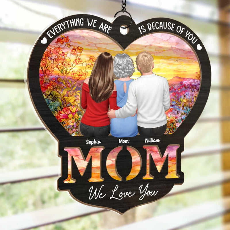 Custom Window Hanging Suncatcher Ornament - Personalized Mother's Day Birthday Gifts For Mom, Grandma - Forever Grateful For Mom