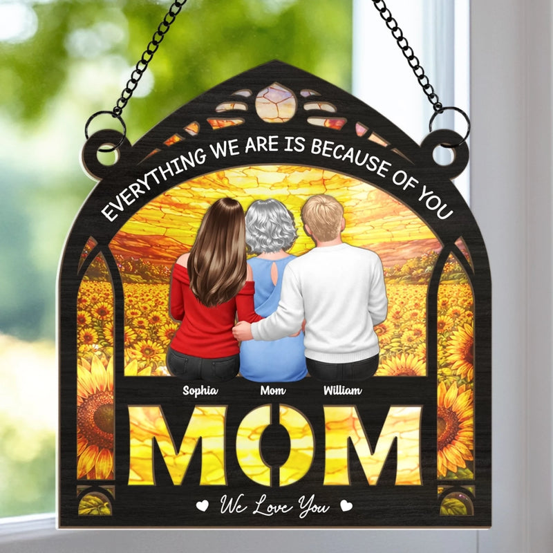 Custom Window Hanging Suncatcher Ornament - Personalized Mother's Day Birthday Gifts For Mom, Grandma - Mom Makes Life Beautiful