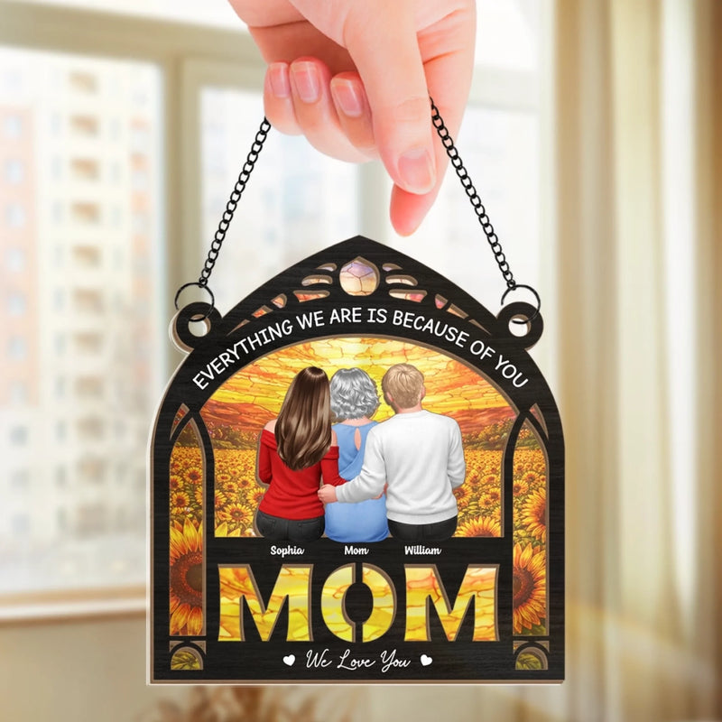 Custom Window Hanging Suncatcher Ornament - Personalized Mother's Day Birthday Gifts For Mom, Grandma - Mom Makes Life Beautiful