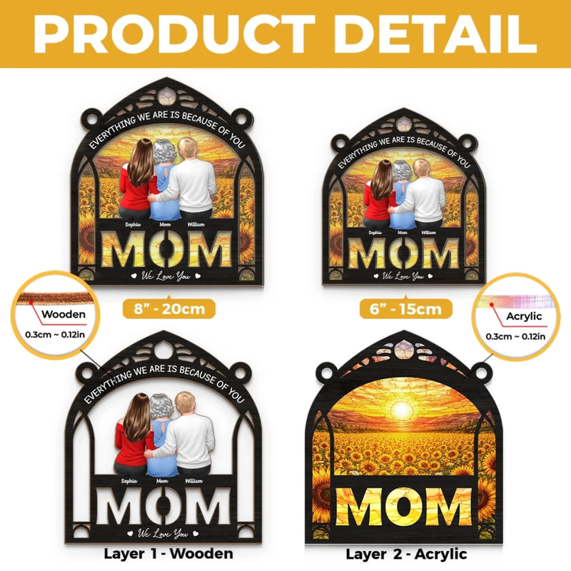 Custom Window Hanging Suncatcher Ornament - Personalized Mother's Day Birthday Gifts For Mom, Grandma - Mom Makes Life Beautiful