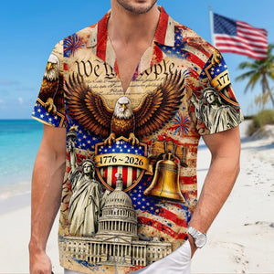 Unisex Tropical Hawaiian Aloha Shirt - America 250th Anniversary Gifts For Women, Men - American Spirit Tropical Soul