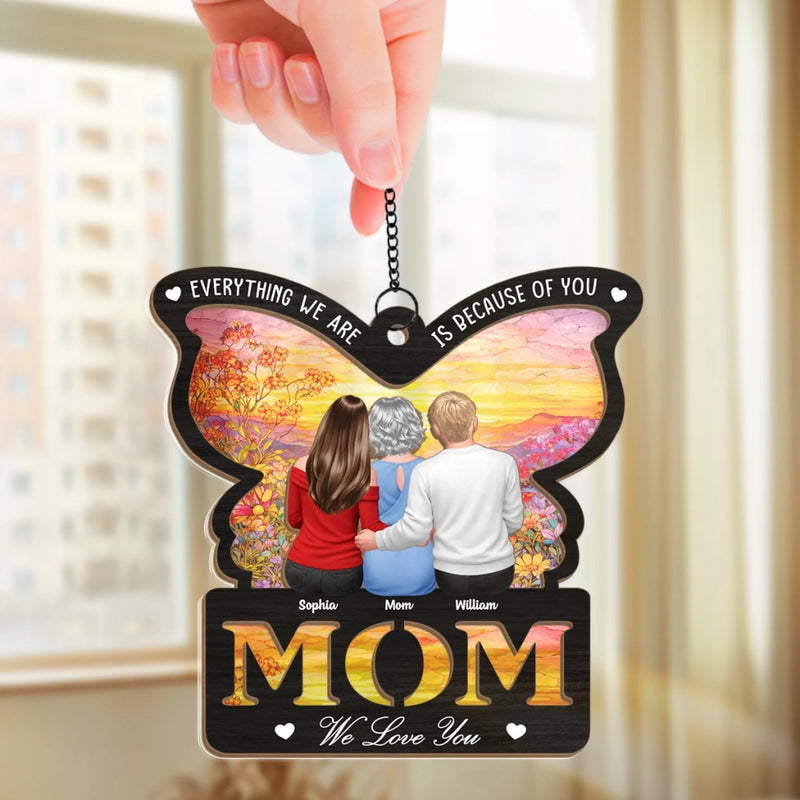 Custom Window Hanging Suncatcher Ornament - Personalized Mother's Day Birthday Gifts For Mom, Grandma - Mom You Are My Heart